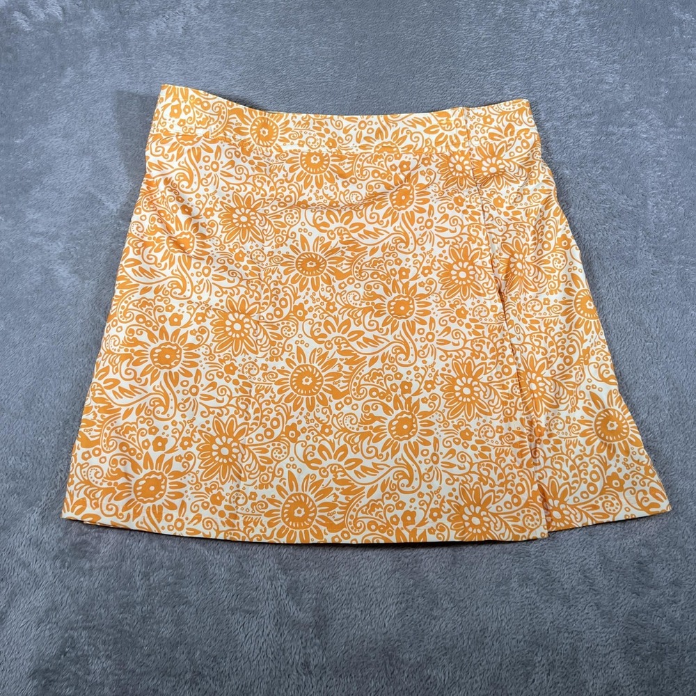 RipSkirt Skirt Womens Large Orange White Wrap Floral Print Poly Spandex Beach